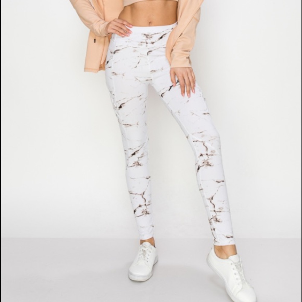 White Marble Leggings